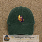 Casquette Vert foncé délavé motif Hibou lune logo 7 cm