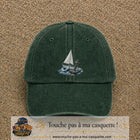 Image principale casquette Vert foncé délavé avec motif Voilier et ancre 7 cm