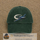Image principale casquette Vert foncé délavé avec motif Avion de voltige 7 cm