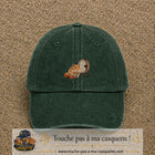 Casquette Vert foncé délavé motif Hamster avec roue logo 5 cm