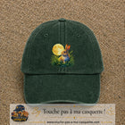 Casquette Vert foncé délavé motif Lapin sous la lune logo 7 cm
