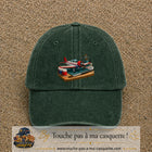 Casquette Vert foncé délavé motif Avion de modélisme logo 7 cm