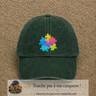 Casquette Vert foncé délavé motif Puzzle pop logo 7 cm