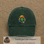 Image principale casquette Vert foncé délavé avec motif Fer à cheval chanceux 7 cm