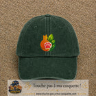 Casquette Vert foncé délavé motif Chat feuille logo 7 cm