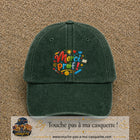 Casquette Vert foncé délavé avec motif Merci Prof coloré en 7 cm – vue principale