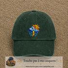 Image principale casquette Vert foncé délavé avec motif Météo soleil orage 7 cm