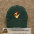 Casquette Vert foncé délavé avec motif Chien et chat complices en 7 cm – vue principale