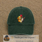 Casquette Vert foncé délavé avec motif Chien et chat complices en 7 cm – vue principale