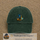 Casquette Vert foncé délavé avec motif Porte mystérieuse avec cadenas en 7 cm – vue principale