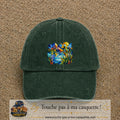 Casquette Vert foncé délavé motif Paysage tropical géométrique logo 7 cm