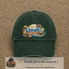 Casquette Vert foncé délavé avec motif Bonne retraite au bord de la mer en 7 cm – vue principale