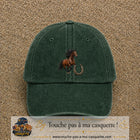Image principale casquette Vert foncé délavé avec motif Cheval et fer porte-bonheur 7 cm