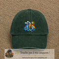Image principale casquette Vert foncé délavé avec motif Orage arc-en-ciel 7 cm