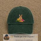 Image principale casquette Vert foncé délavé avec motif Lapin fleuri 7 cm