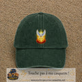 Casquette Vert foncé délavé motif Colombe lumineuse logo 7 cm