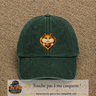 Casquette Vert foncé délavé avec motif Hamster au gland dans un cœur en 7 cm – vue principale