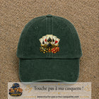 Casquette Vert foncé délavé motif Poker cartes et jetons logo 7 cm