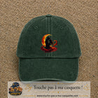 Casquette Vert foncé délavé motif Couple sous la lune logo 7 cm