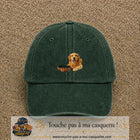 Image principale casquette Vert foncé délavé avec motif Chien avec collier 5 cm