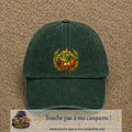 Casquette Vert foncé délavé motif Panier de récolte logo 7 cm