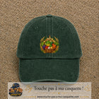 Casquette Vert foncé délavé motif Panier de récolte logo 7 cm