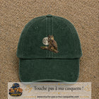 Image principale casquette Vert foncé délavé avec motif Hibou sous la lune 7 cm