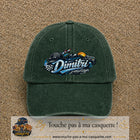 Casquette Vert foncé délavé avec motif Prénom Dimitri univers vitesse en 7 cm – vue principale