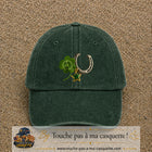 Image principale casquette Vert foncé délavé avec motif Trèfle et fer à cheval 7 cm
