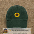 Image principale produit11moyenVF - casquette Vert foncé délavé avec visuel Tournesol 5 cm