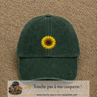 Image principale produit11moyenVF - casquette Vert foncé délavé avec visuel Tournesol 5 cm