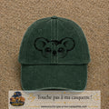 Image principale produit100grosVF - casquette Vert foncé délavé avec visuel Koala visage 7 cm