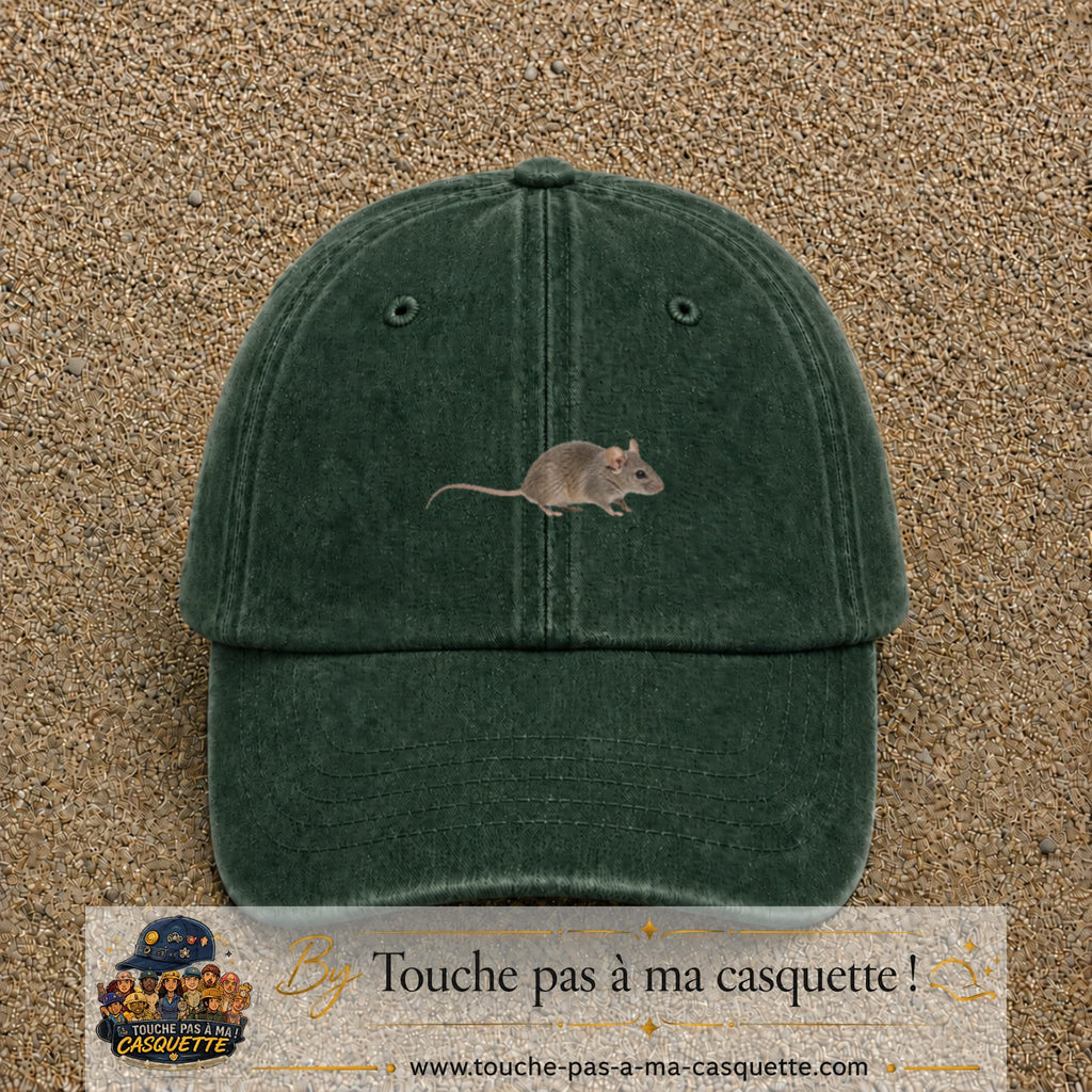Image principale produit73petitVF - casquette Vert foncé délavé avec visuel Souris 3 cm