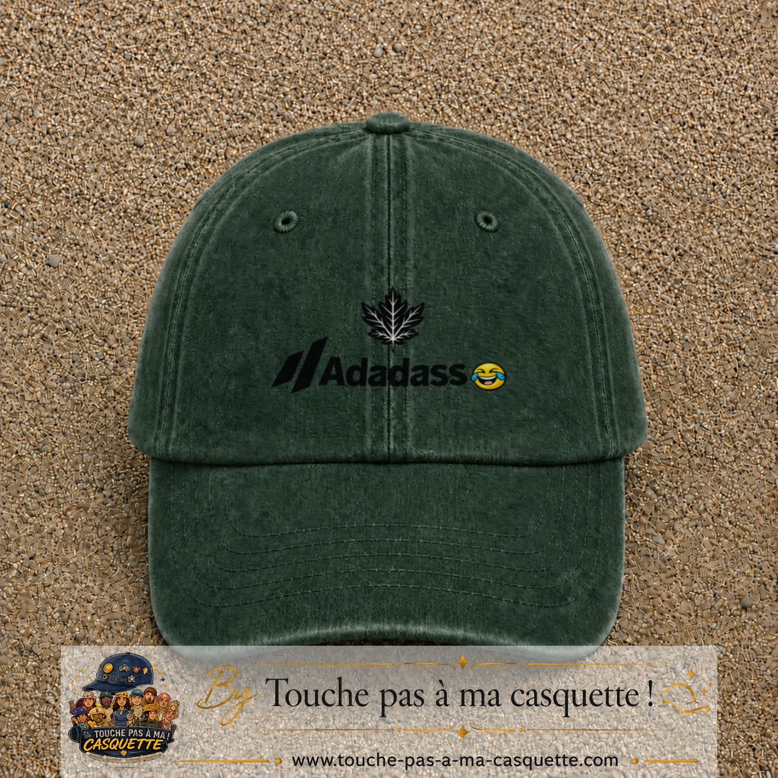 Image principale produit38moyenVF - casquette Vert foncé délavé avec visuel Adadass feuille d’érable 5 cm