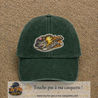 Image principale produit78grosVF - casquette Vert foncé délavé avec visuel Chat éclair 7 cm