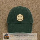 Image principale produit178grosVF - casquette Vert foncé délavé avec visuel Smiley 7 cm