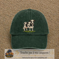 Image principale produit69grosVF - casquette Vert foncé délavé avec visuel Vache noir blanc 7 cm