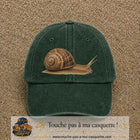 Image principale produit74grosVF - casquette Vert foncé délavé avec visuel Escargot 7 cm