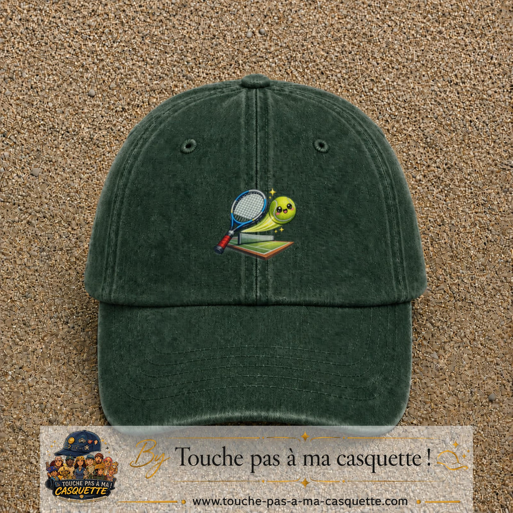Image principale produit81moyenVF - casquette Vert foncé délavé avec visuel Tennis court raquette 5 cm