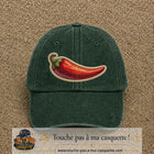 Image principale produit198grosVF - casquette Vert foncé délavé avec visuel Piment 7 cm