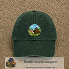 Image principale produit161grosVF - casquette Vert foncé délavé avec visuel Vache humour crotte 7 cm