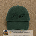 Image principale produit132moyenVF - casquette Vert foncé délavé avec visuel Peace calligraphie 5 cm