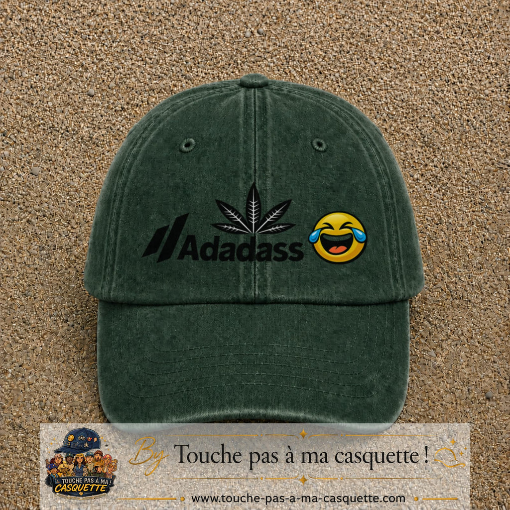 Image principale produit37grosVF - casquette Vert foncé délavé avec visuel Adadass emoji rieur 7 cm