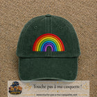 Image principale produit24grosVF - casquette Vert foncé délavé avec visuel Arc-en-ciel 7 cm