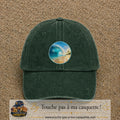 Image principale produit175grosVF - casquette Vert foncé délavé avec visuel Vague plage 7 cm