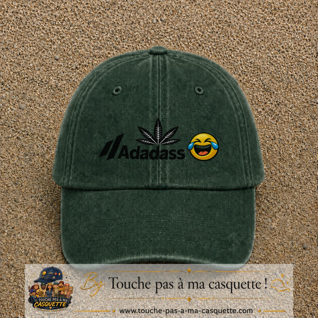 Image principale produit37moyenVF - casquette Vert foncé délavé avec visuel Adadass emoji rieur 5 cm