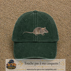 Image principale produit73grosVF - casquette Vert foncé délavé avec visuel Souris 7 cm