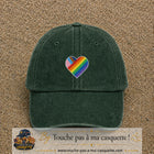 Image principale produit23moyenVF - casquette Vert foncé délavé avec visuel Cœur arc-en-ciel 5 cm