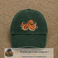 Image principale produit71grosVF - casquette Vert foncé délavé avec visuel Pieuvre 7 cm