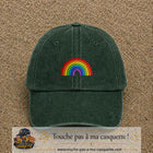 Image principale produit24moyenVF - casquette Vert foncé délavé avec visuel Arc-en-ciel 5 cm